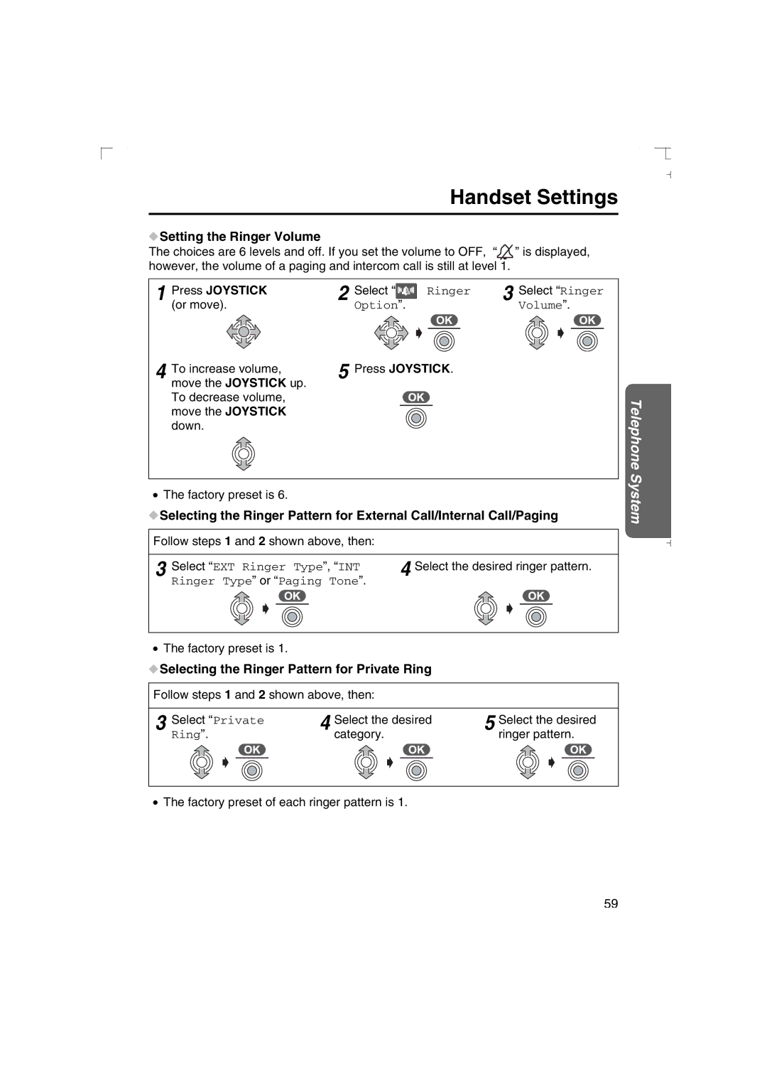 Panasonic KX-TCD540AL operating instructions Setting the Ringer Volume, Selecting the Ringer Pattern for Private Ring 