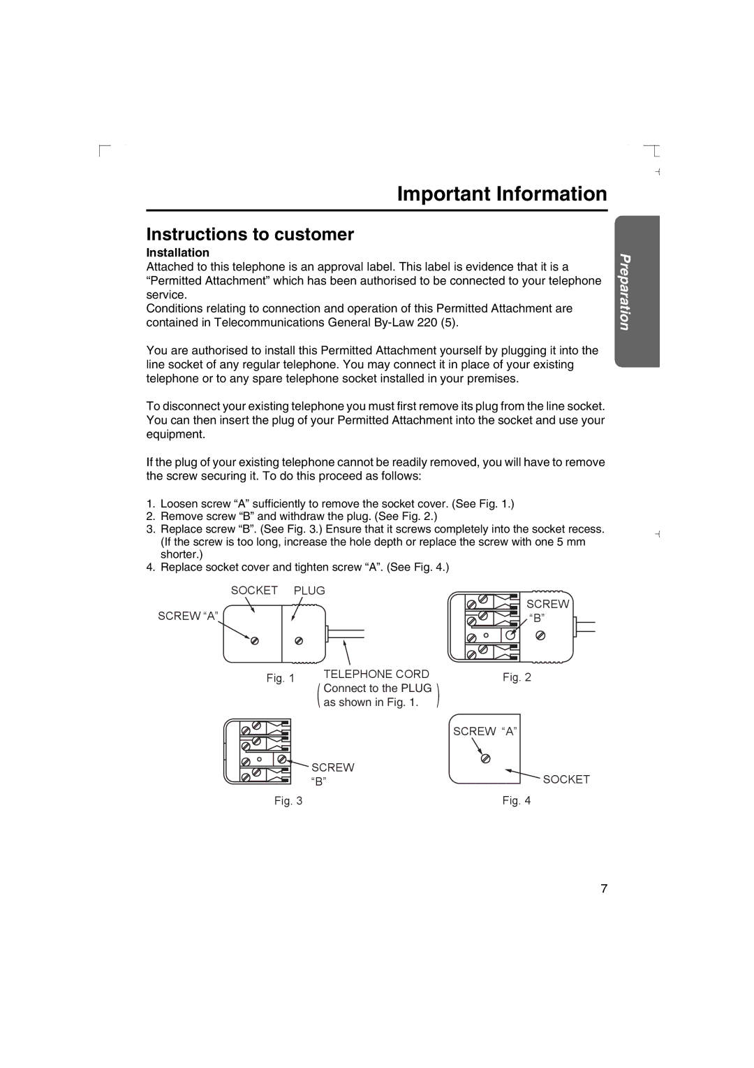 Panasonic KX-TCD540AL operating instructions Instructions to customer, Installation 