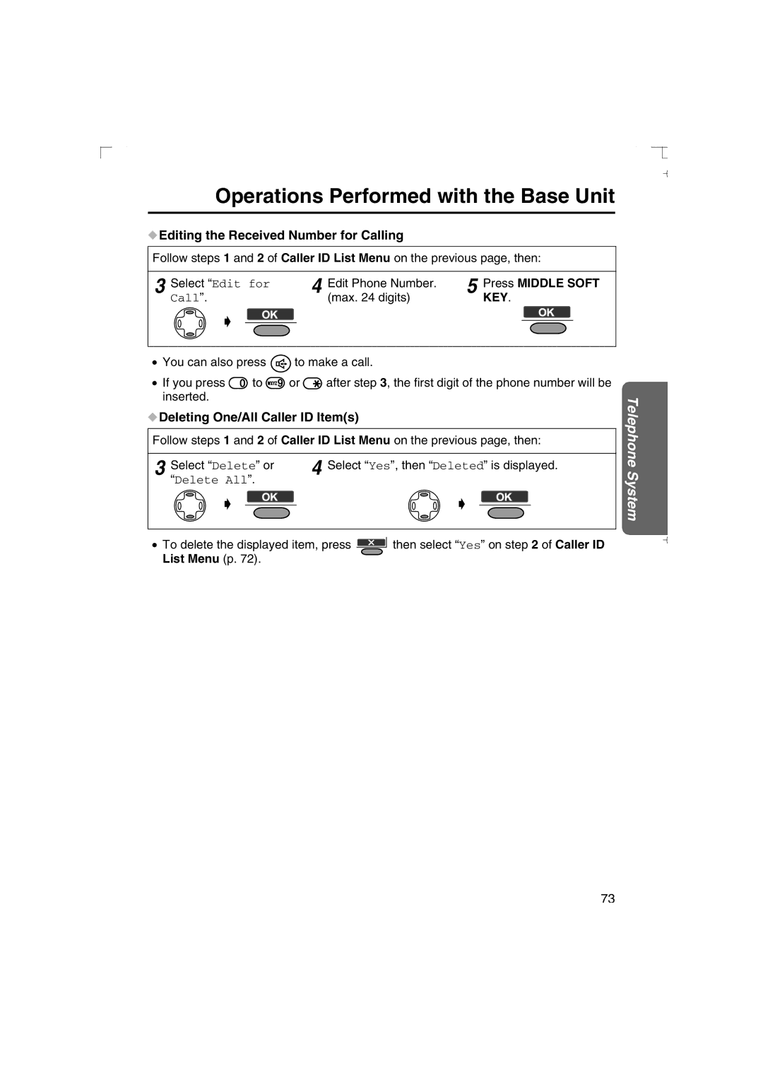 Panasonic KX-TCD540AL operating instructions Press Middle Soft, Delete All 