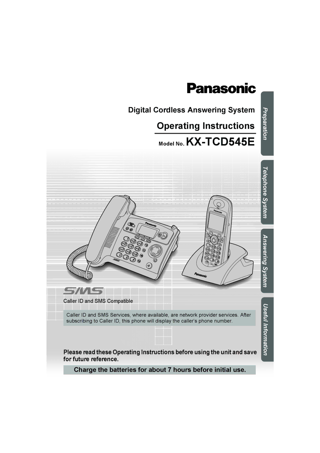 Panasonic operating instructions Digital Cordless Answering System, Model No. KX-TCD545E 