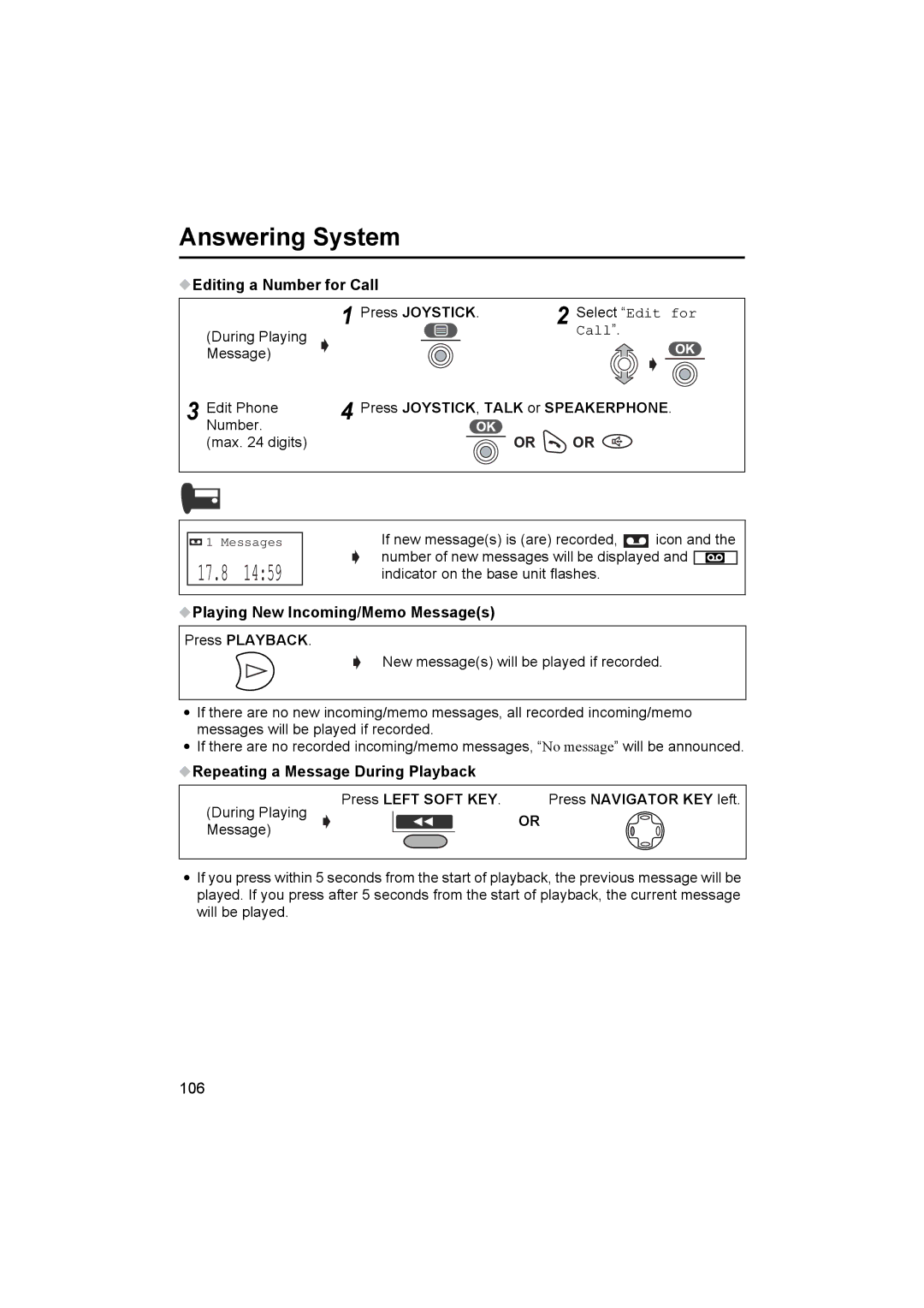 Panasonic KX-TCD545E operating instructions Editing a Number for Call Press Joystick, Press Joystick , Talk or Speakerphone 