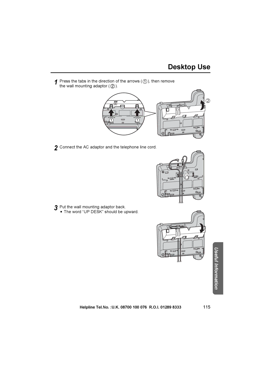 Panasonic KX-TCD545E operating instructions Desktop Use, 115 