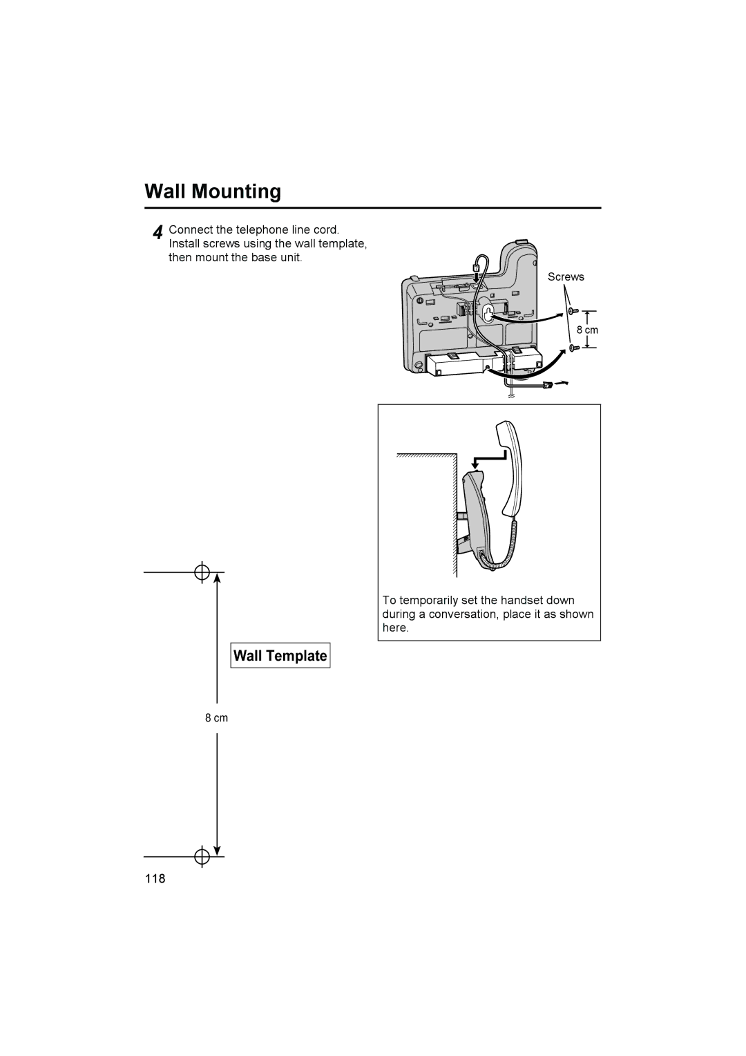 Panasonic KX-TCD545E operating instructions Wall Template 