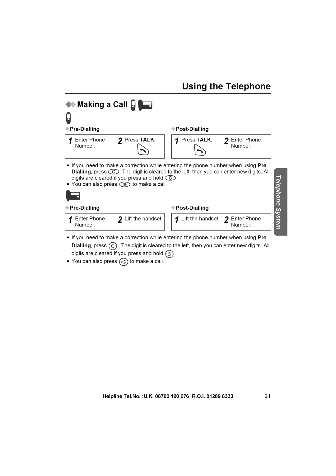 Panasonic KX-TCD545E operating instructions Using the Telephone, Making a Call, Pre-Dialling Post-Dialling 