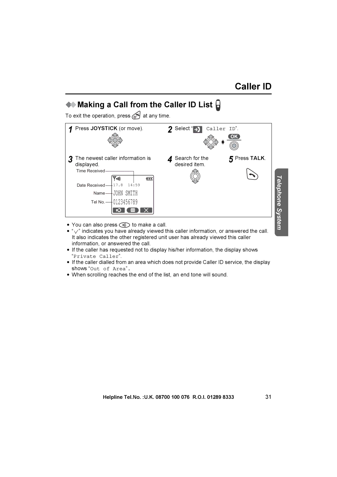 Panasonic KX-TCD545E operating instructions Making a Call from the Caller ID List 