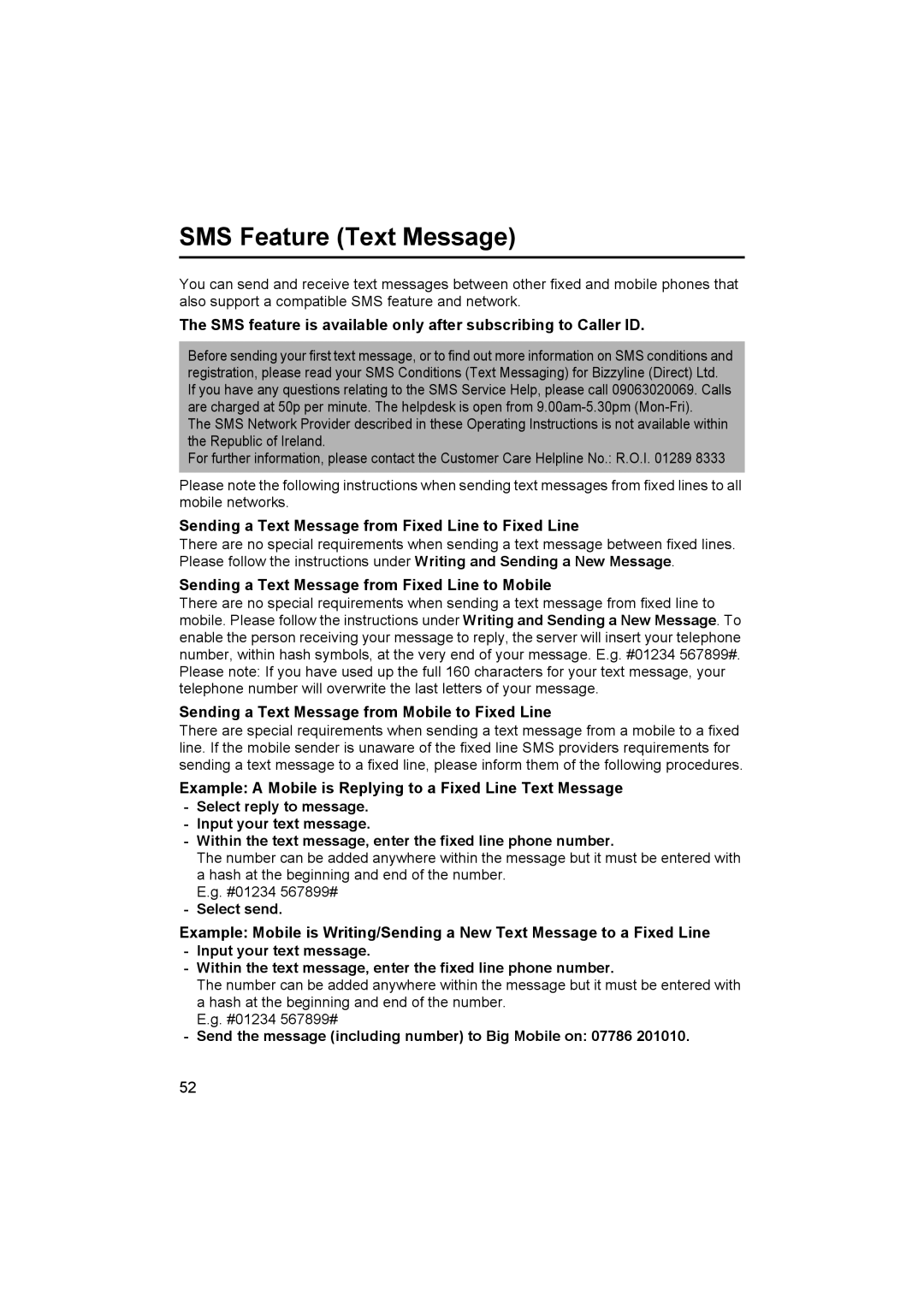 Panasonic KX-TCD545E operating instructions SMS Feature Text Message, Sending a Text Message from Fixed Line to Fixed Line 