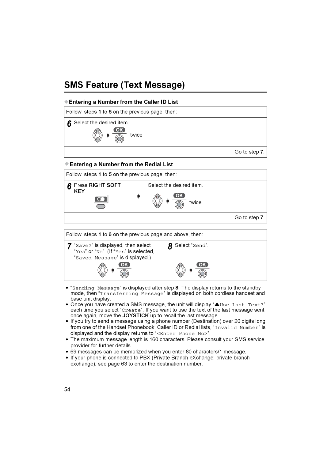 Panasonic KX-TCD545E Entering a Number from the Caller ID List, Entering a Number from the Redial List 