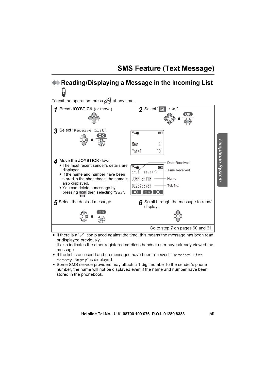 Panasonic KX-TCD545E operating instructions Reading/Displaying a Message in the Incoming List, Select Receive List 