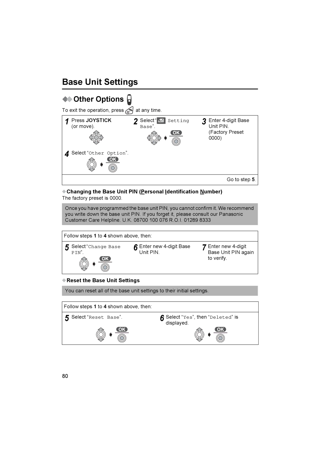 Panasonic KX-TCD545E operating instructions Changing the Base Unit PIN Personal Identification Number, Select Change Base 