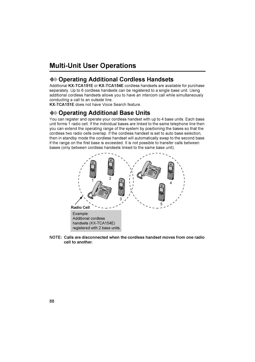 Panasonic KX-TCD545E Multi-Unit User Operations, Operating Additional Cordless Handsets, Operating Additional Base Units 