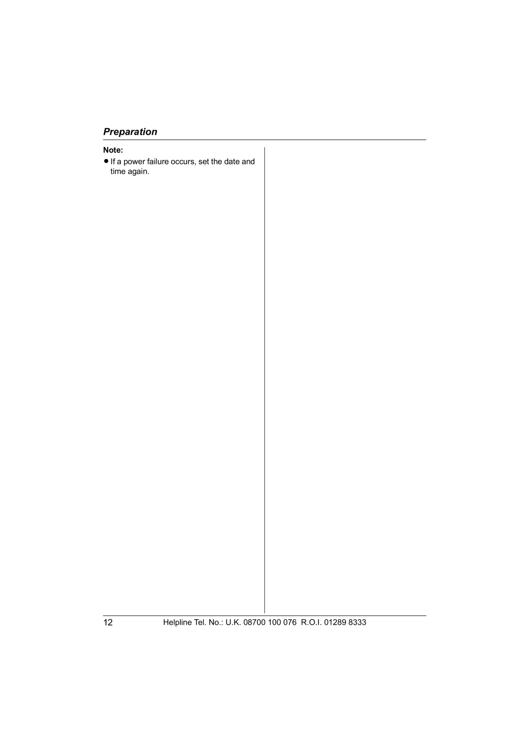 Panasonic KX-TCD560E operating instructions LIf a power failure occurs, set the date and time again 