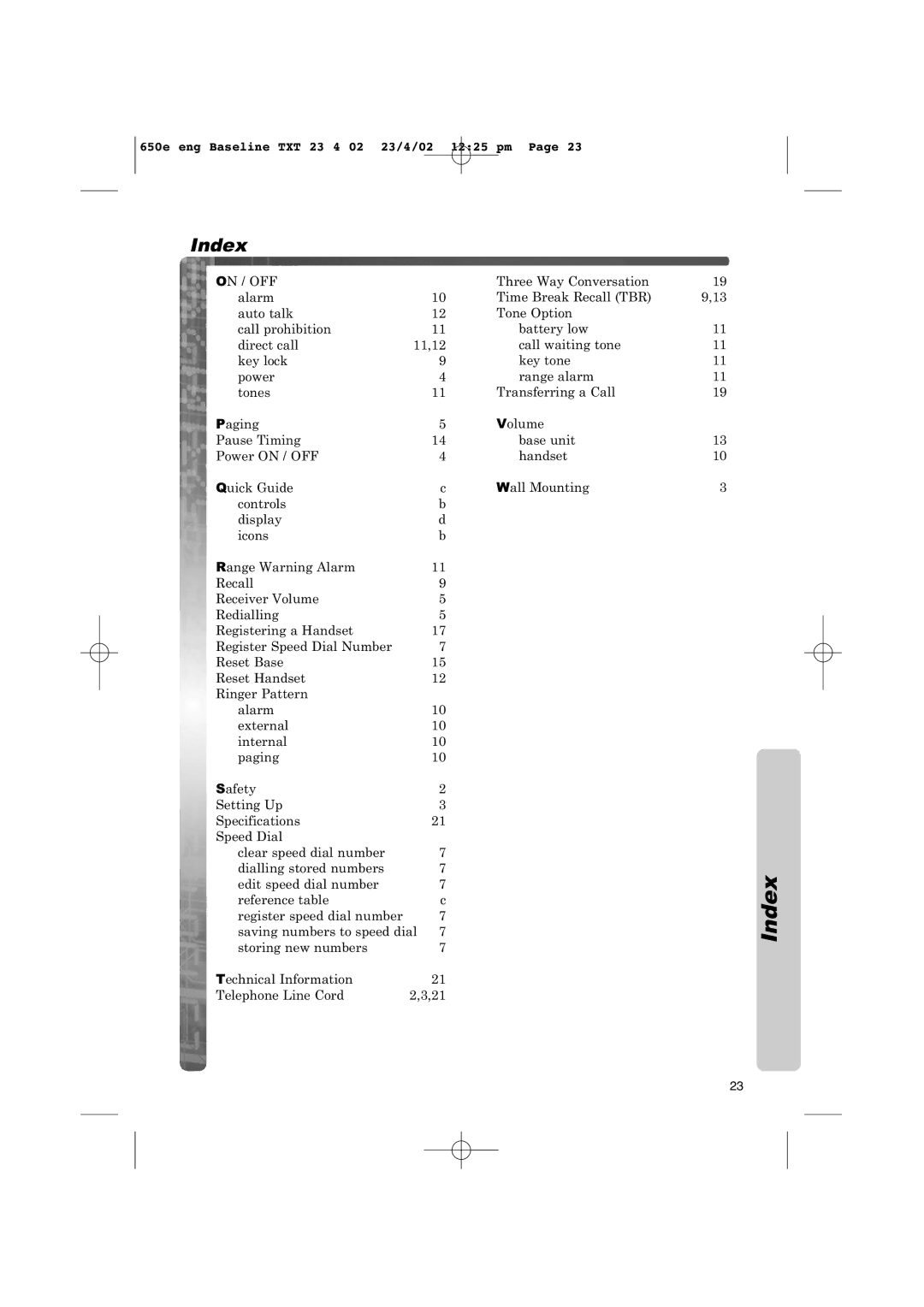 Panasonic KX-TCD650E operating instructions On / OFF 