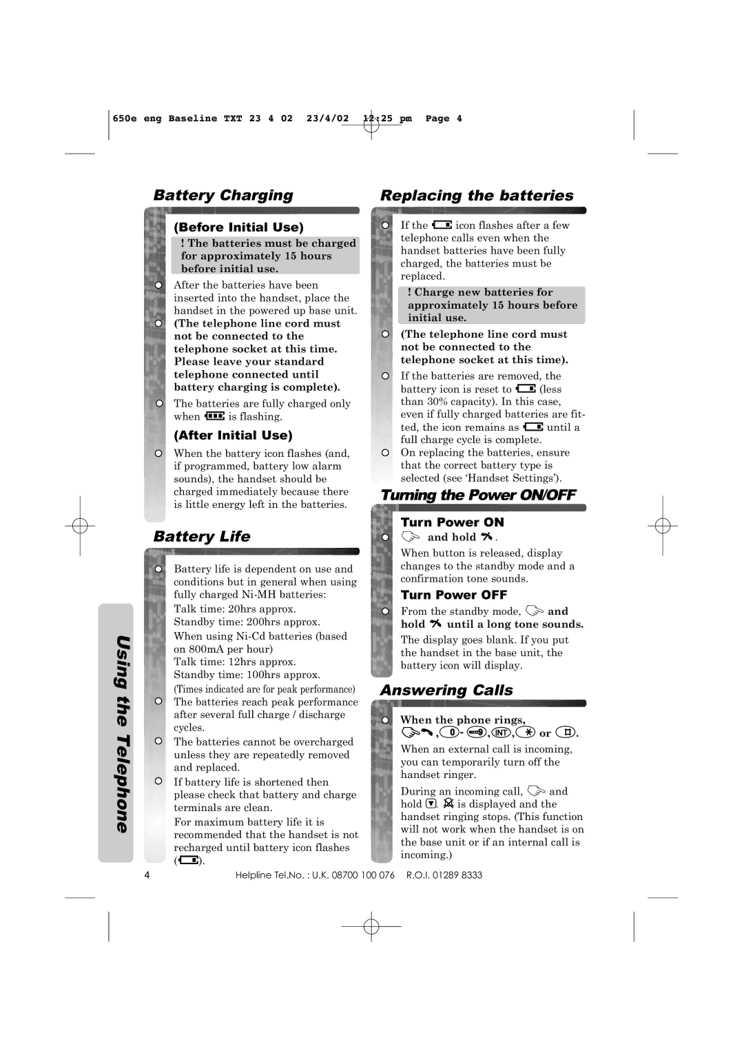 Panasonic KX-TCD650E operating instructions Using the Telephone 