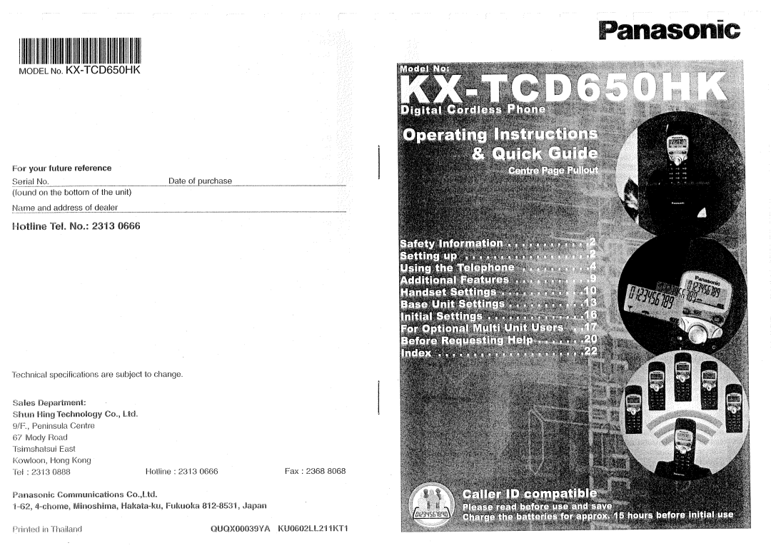 Panasonic KX-TCD650HK manual 