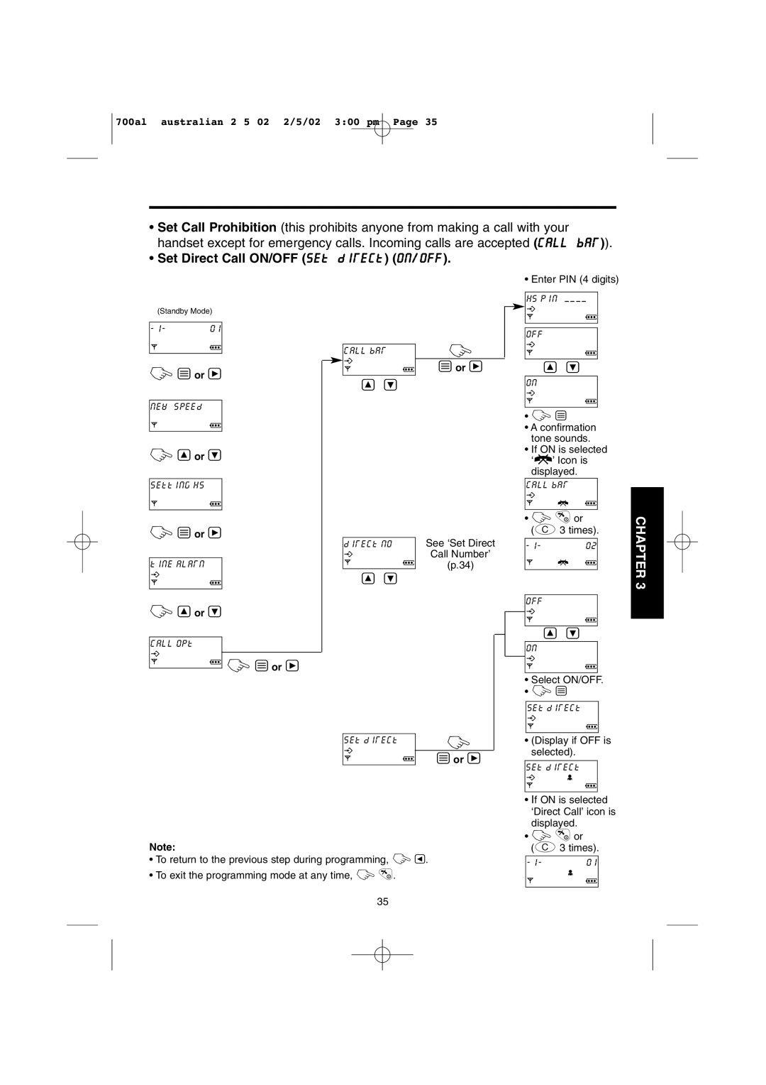 Panasonic KX-TCD700AL operating instructions Set Direct Call ON/OFF set direct on/off 