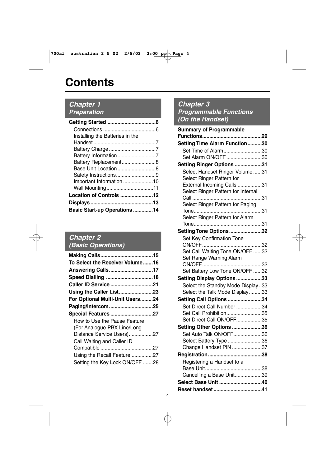 Panasonic KX-TCD700AL operating instructions Contents 