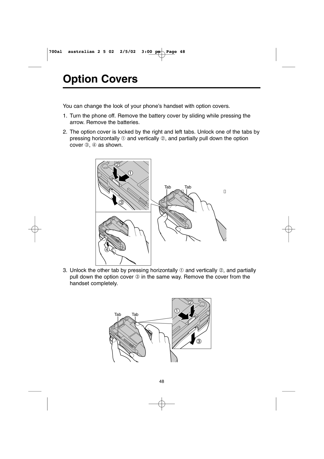 Panasonic KX-TCD700AL operating instructions Option Covers 