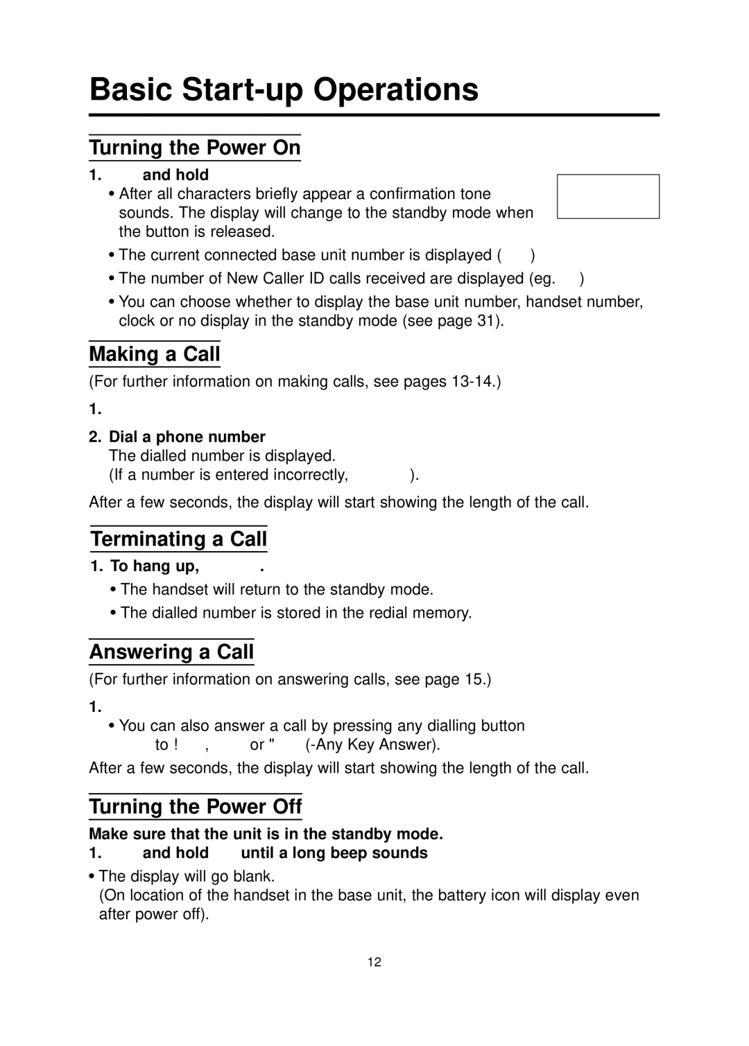 Panasonic KX-TCD700BX operating instructions Basic Start-up Operations 