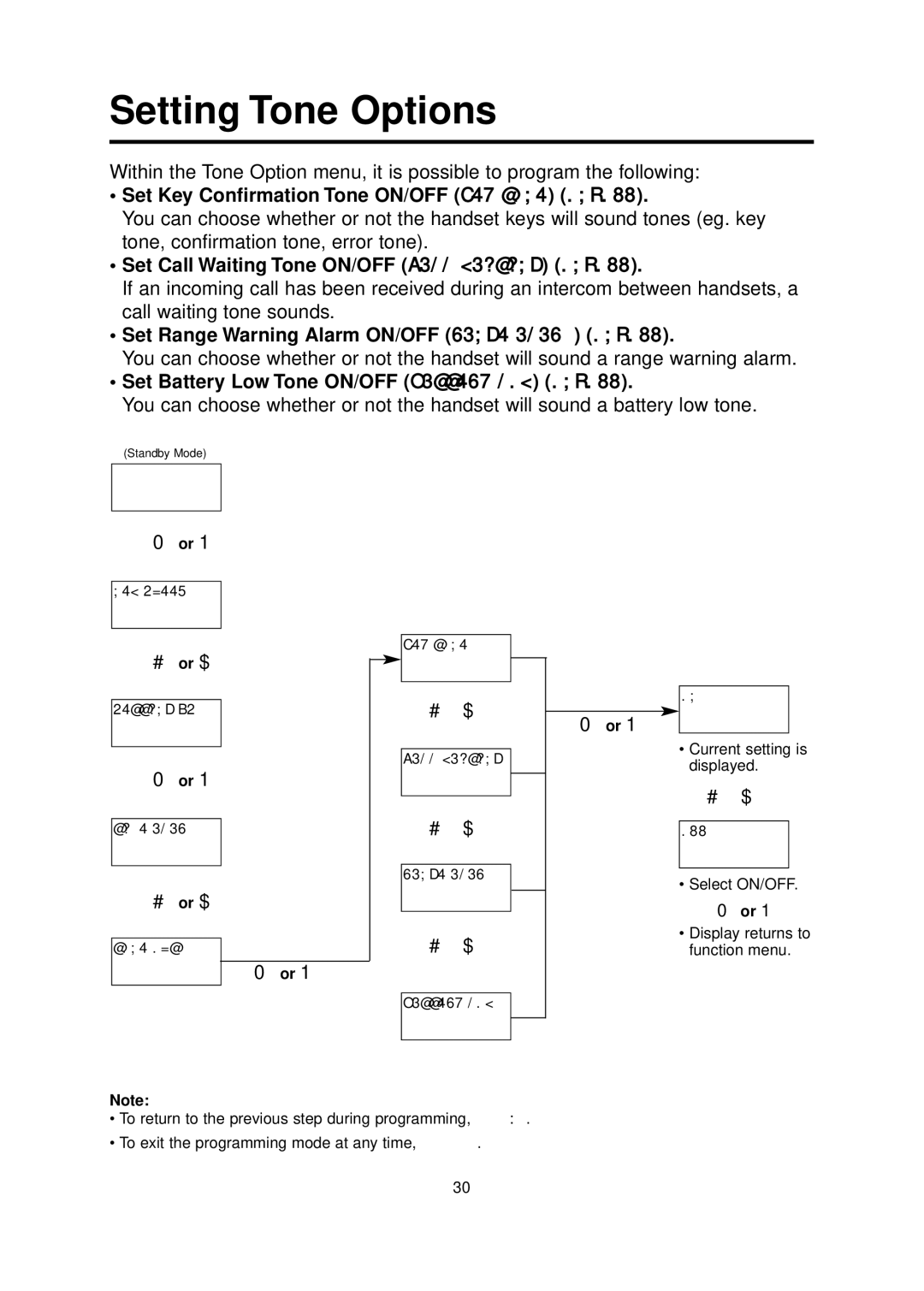 Panasonic KX-TCD700BX operating instructions Setting Tone Options, Set Key Confirmation Tone ON/OFF key tone on/off 