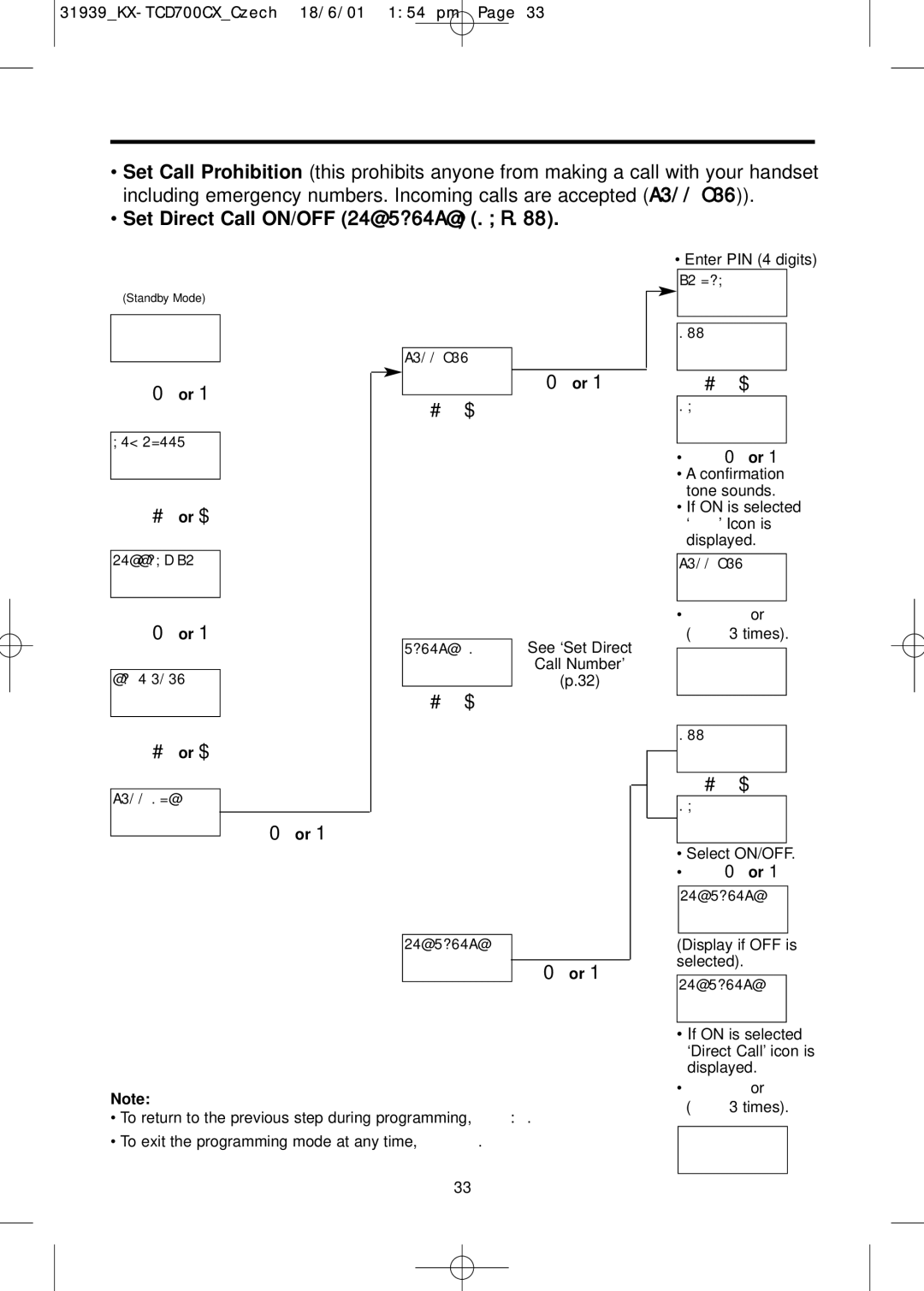 Panasonic KX-TCD700BX operating instructions Set Direct Call ON/OFF set direct on/off 