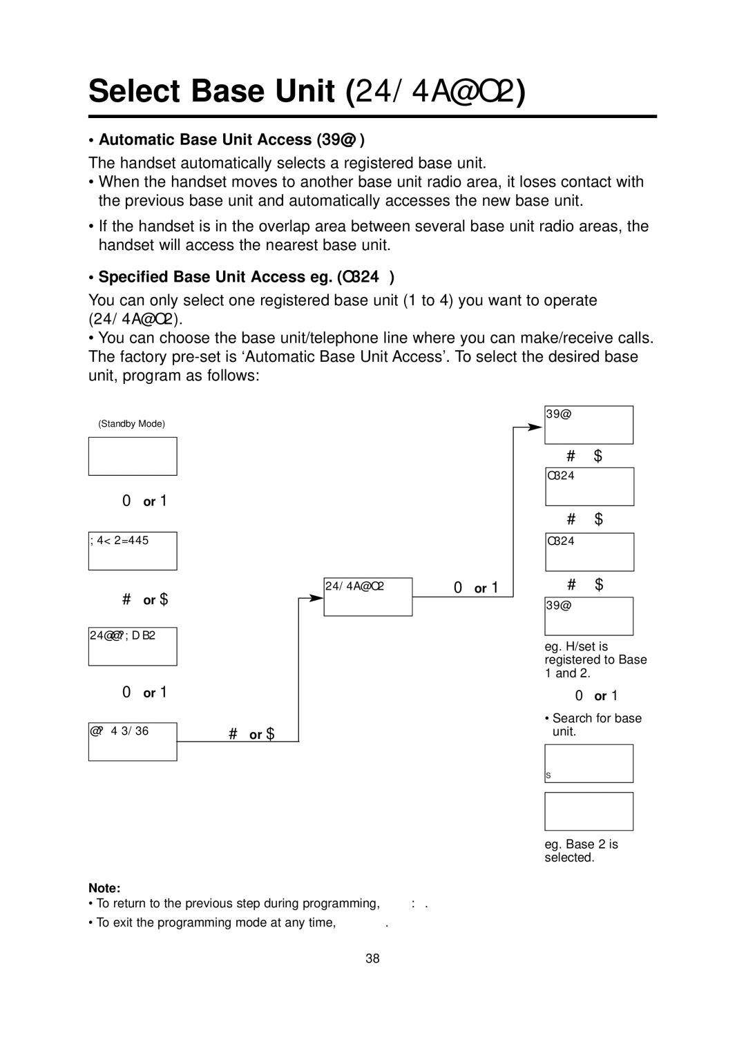 Panasonic KX-TCD700BX Select Base Unit select bs, Automatic Base Unit Access auto, Specified Base Unit Access eg. base1 