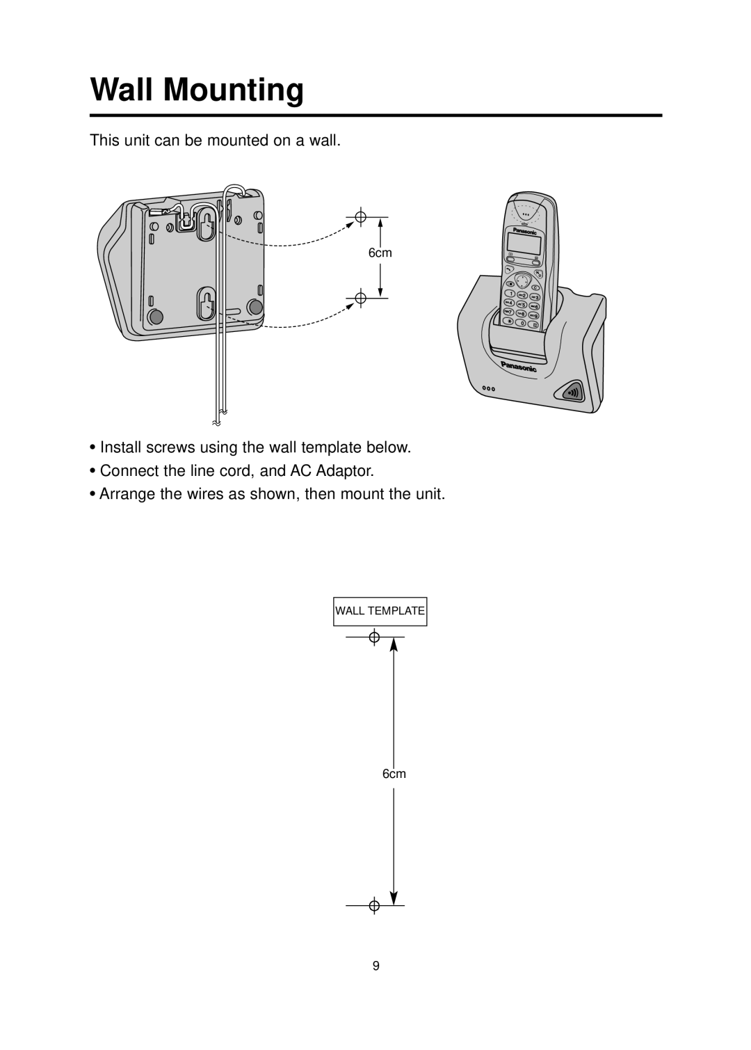 Panasonic KX-TCD700BX operating instructions Wall Mounting 