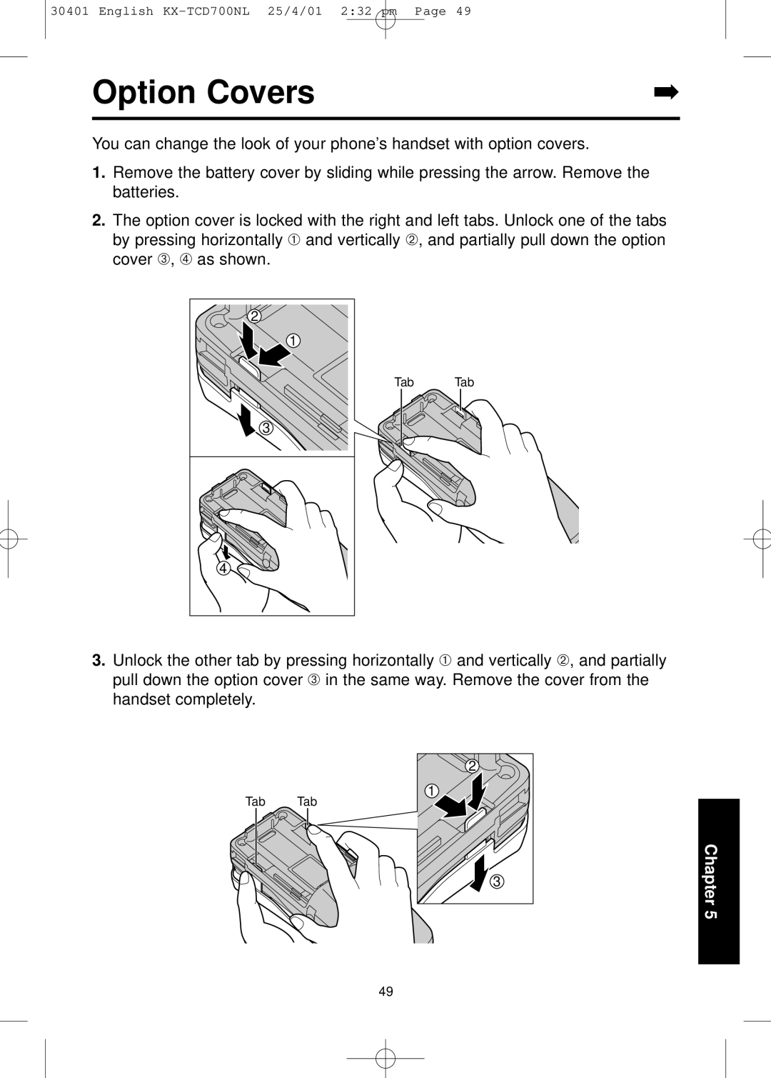 Panasonic KX-TCD700NL operating instructions Option Covers 