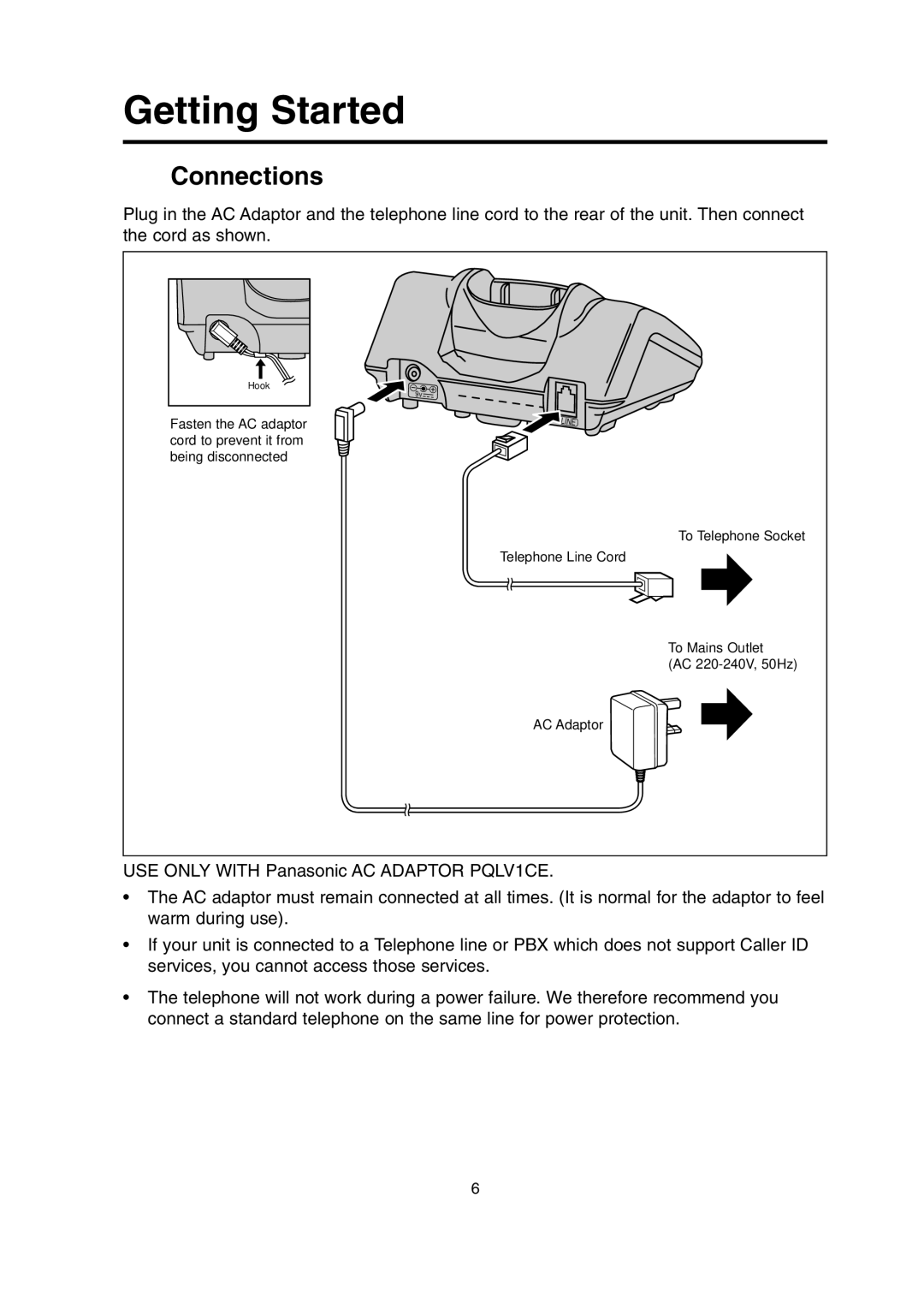 Panasonic KX-TCD705BX operating instructions Getting Started, Connections 