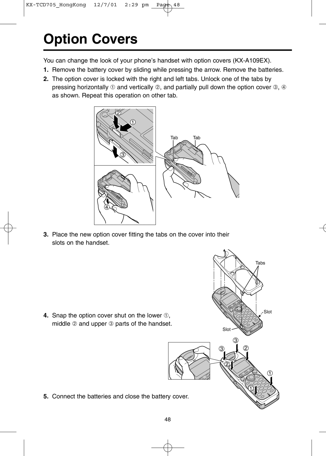 Panasonic KX-TCD705HK operating instructions Option Covers 