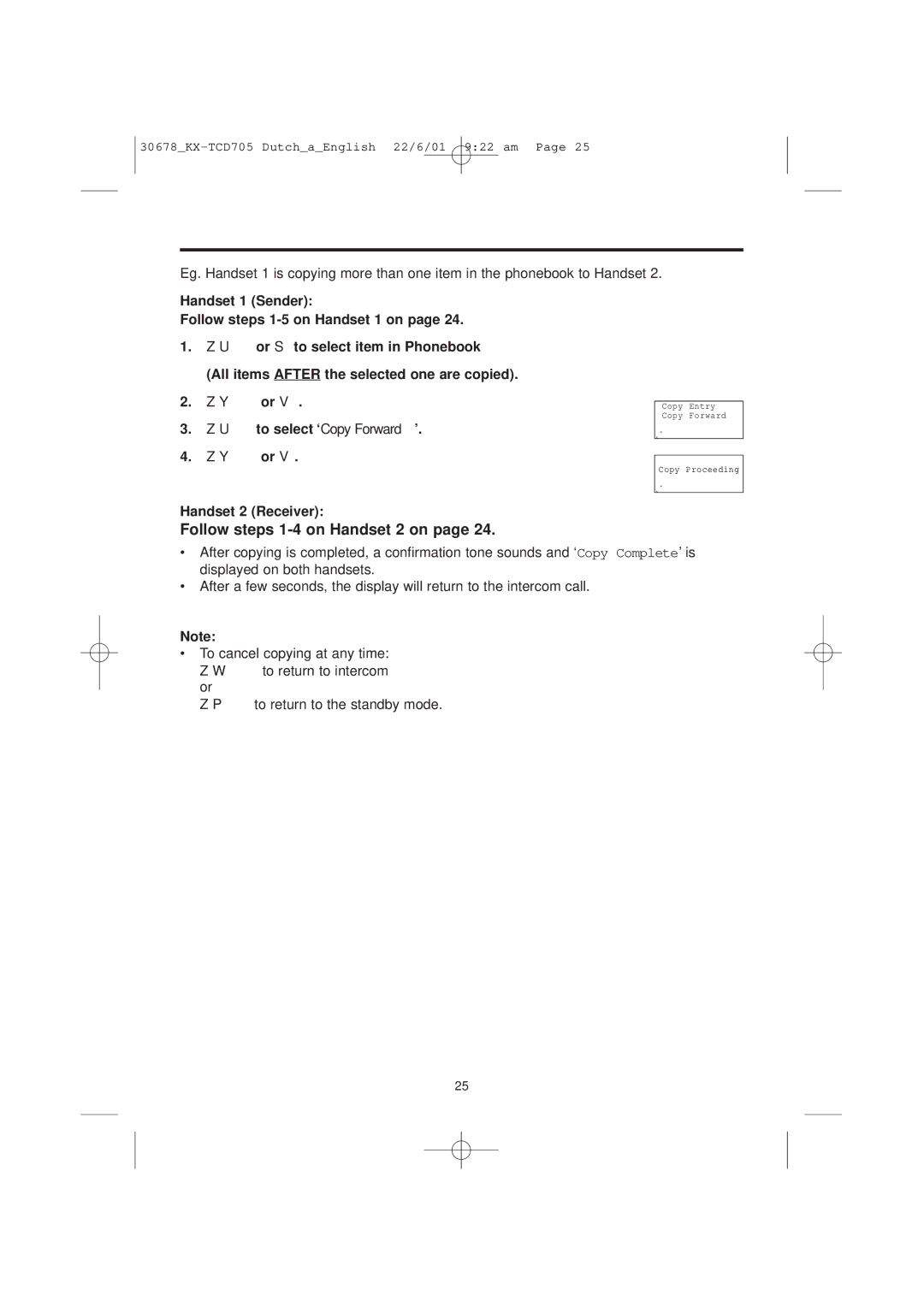 Panasonic KX-TCD705NL operating instructions Follow steps 1-4 on Handset 2 on 