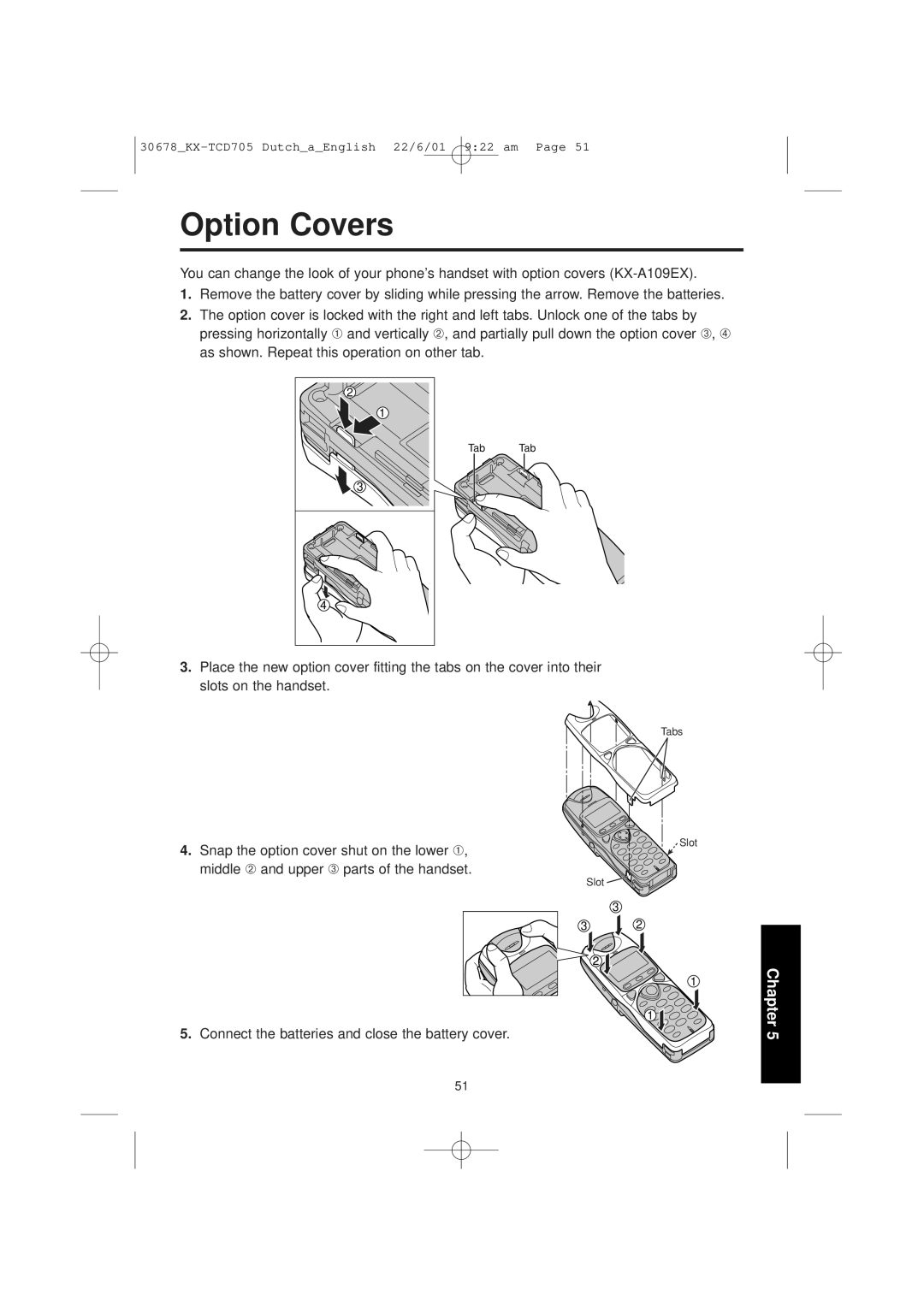 Panasonic KX-TCD705NL operating instructions Option Covers 