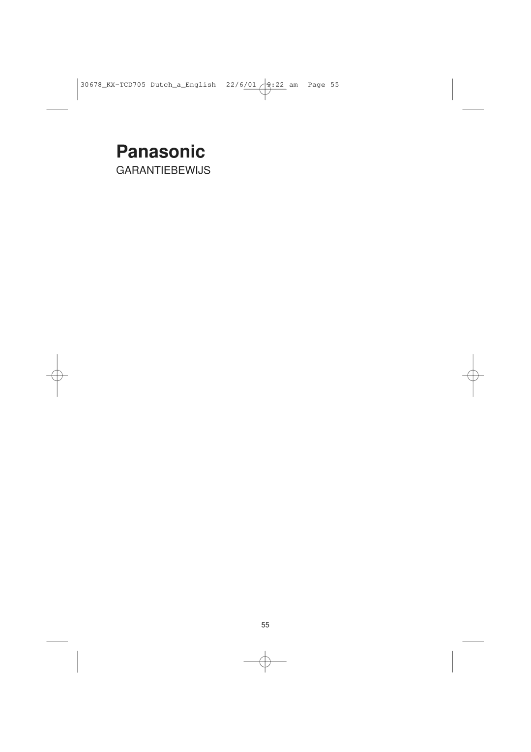 Panasonic KX-TCD705NL operating instructions Panasonic 