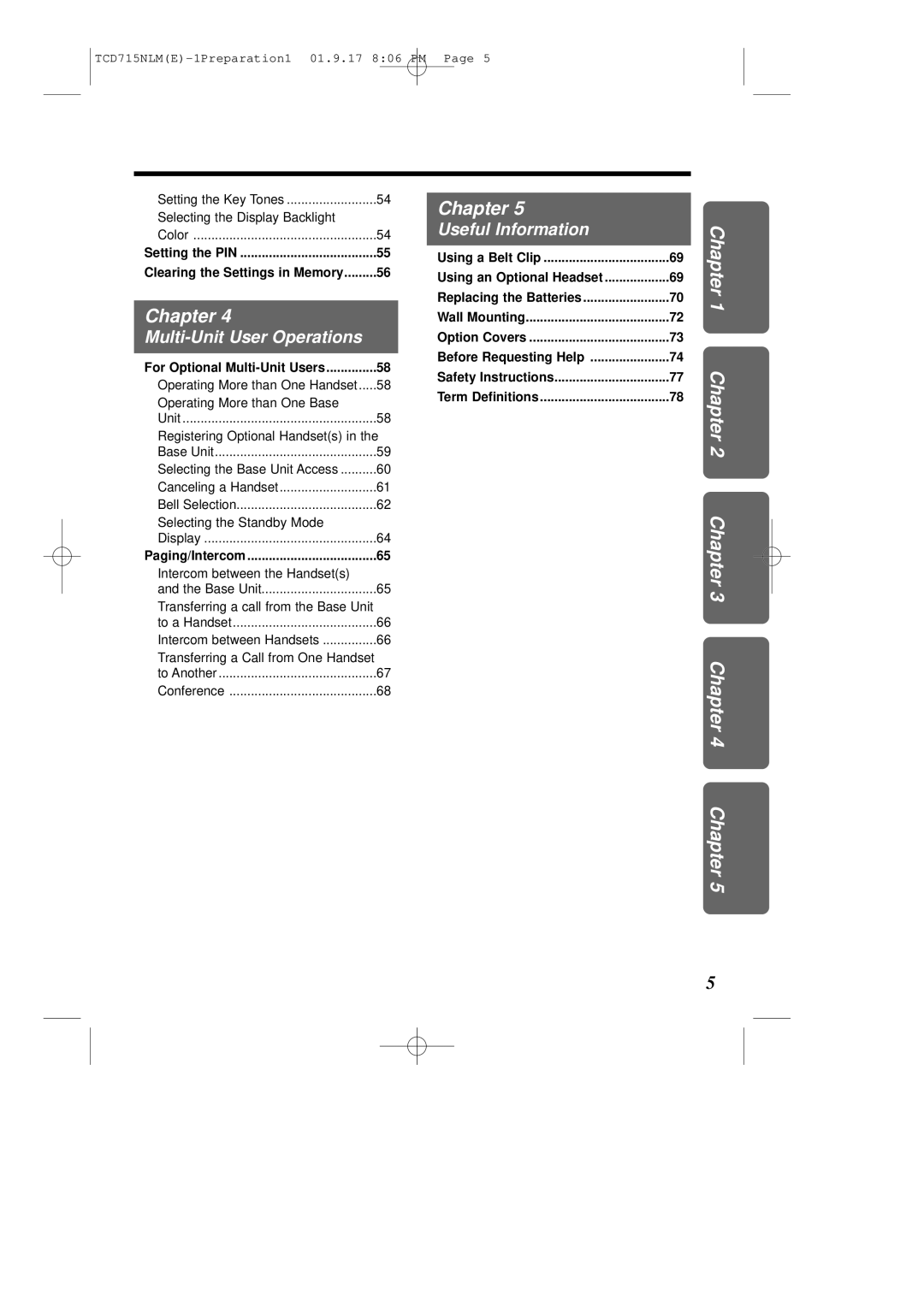 Panasonic KX-TCD715NLM operating instructions Multi-Unit User Operations 