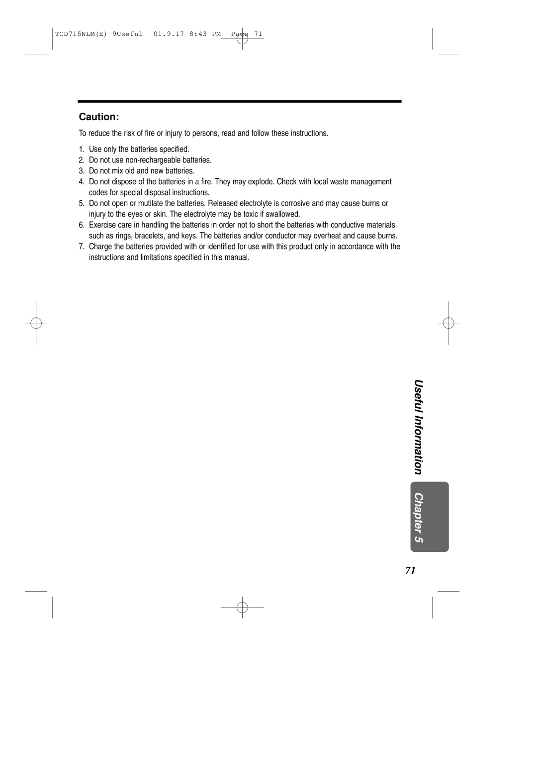 Panasonic KX-TCD715NLM operating instructions Useful Information Chapter 