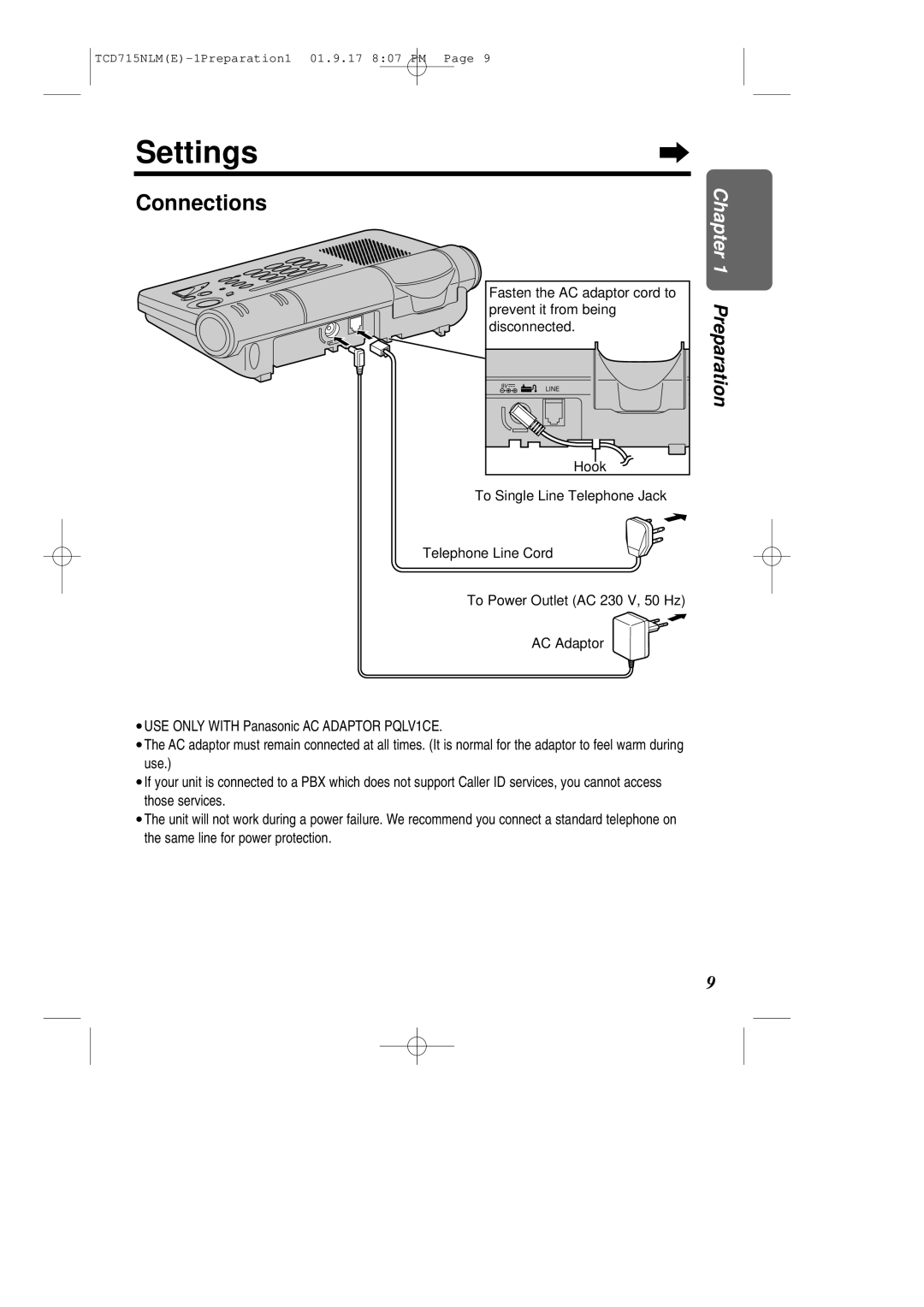 Panasonic KX-TCD715NLM operating instructions Settings, Connections 