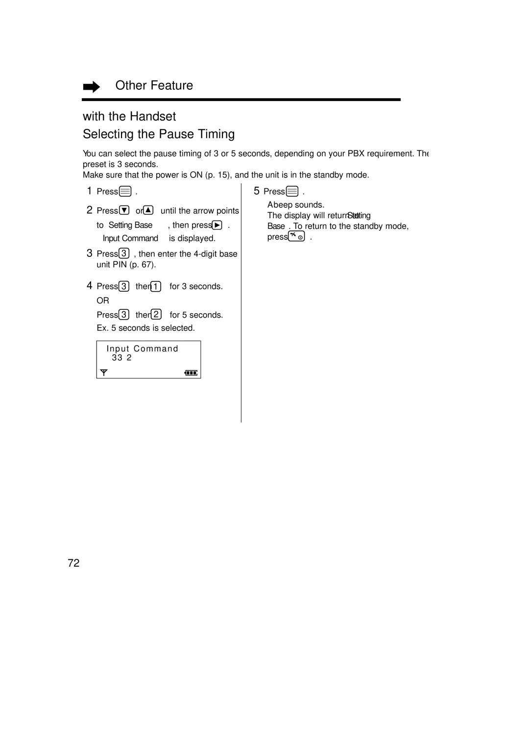 Panasonic KX-TCD735ALM operating instructions Other Feature With the Handset Selecting the Pause Timing 