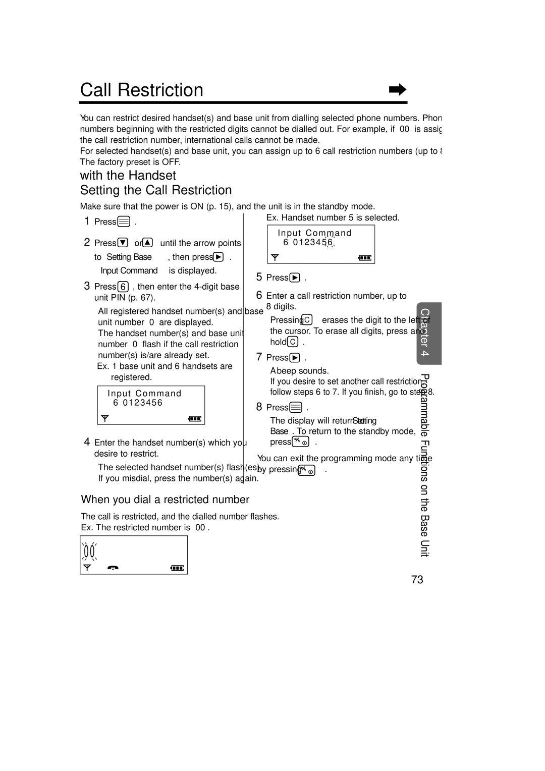 Panasonic KX-TCD735ALM With the Handset Setting the Call Restriction, When you dial a restricted number 