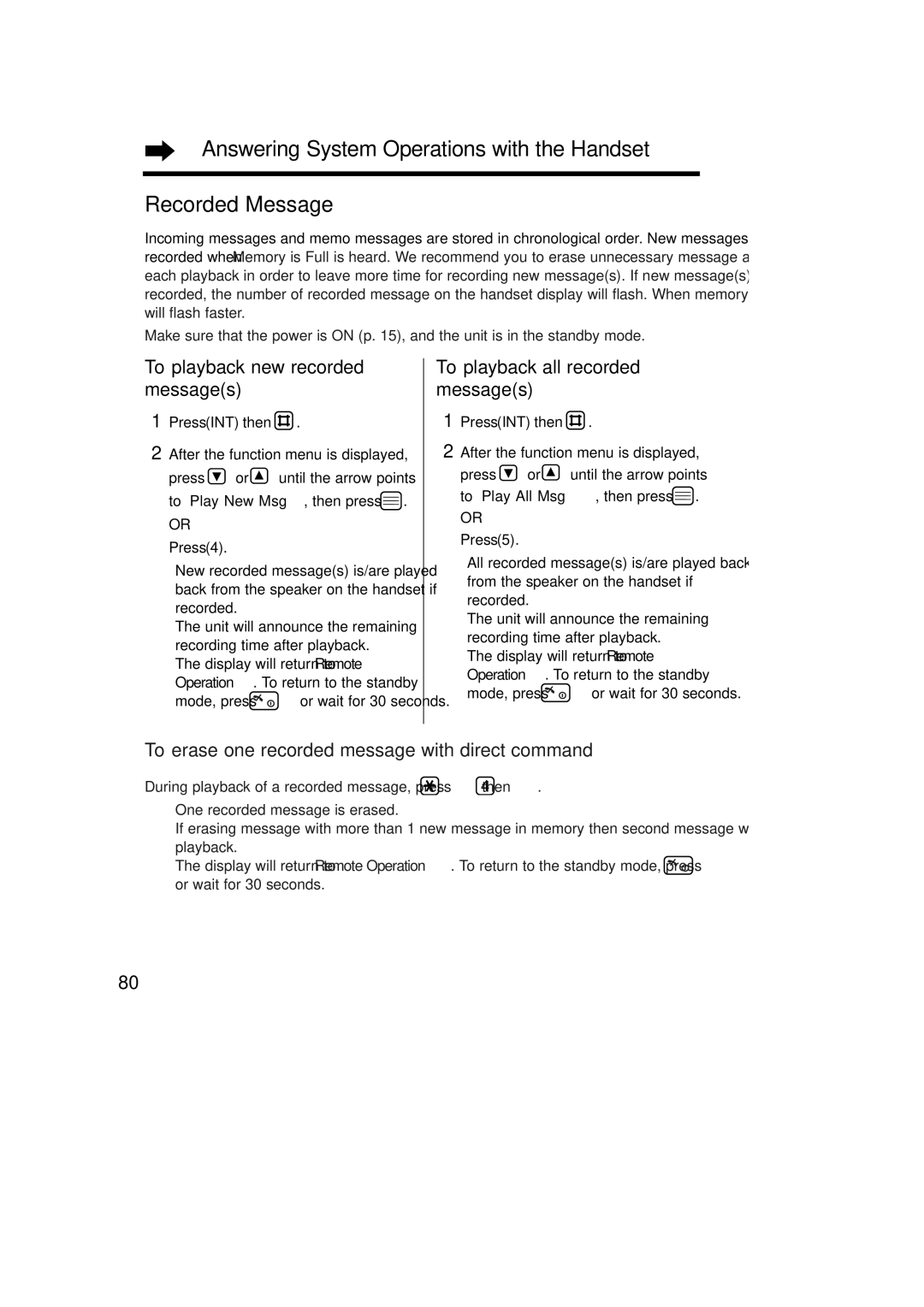 Panasonic KX-TCD735ALM operating instructions To playback new recorded messages, To playback all recorded messages 