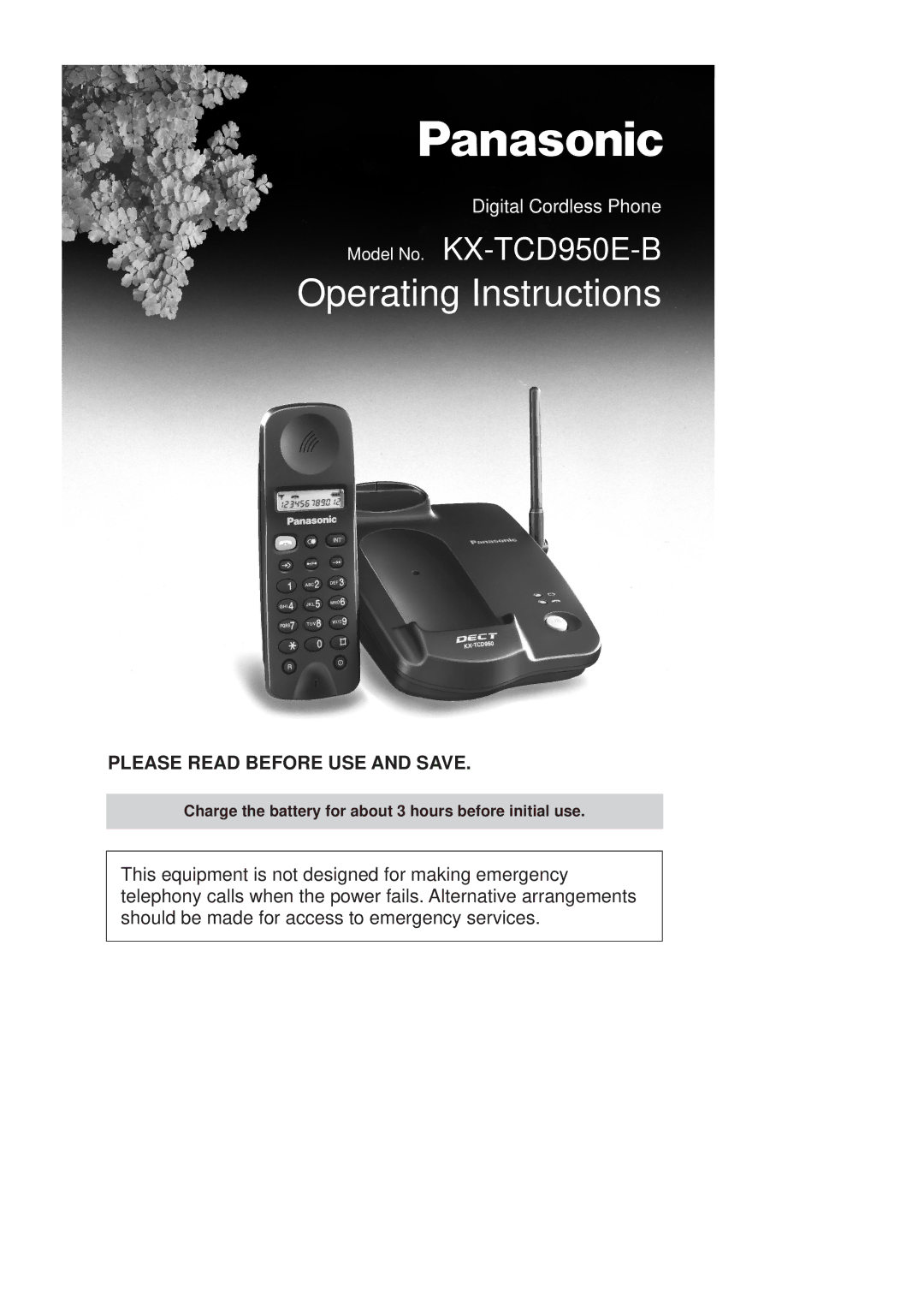 Panasonic KX-TCD950E-B operating instructions Operating Instructions 