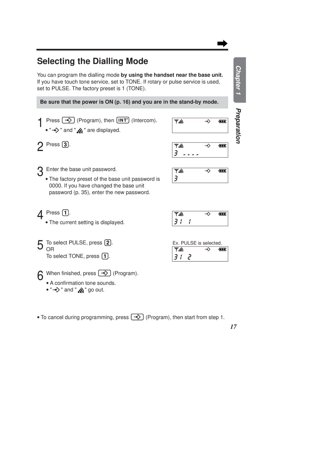 Panasonic KX-TCD950E-B operating instructions Selecting the Dialling Mode, Are displayed 