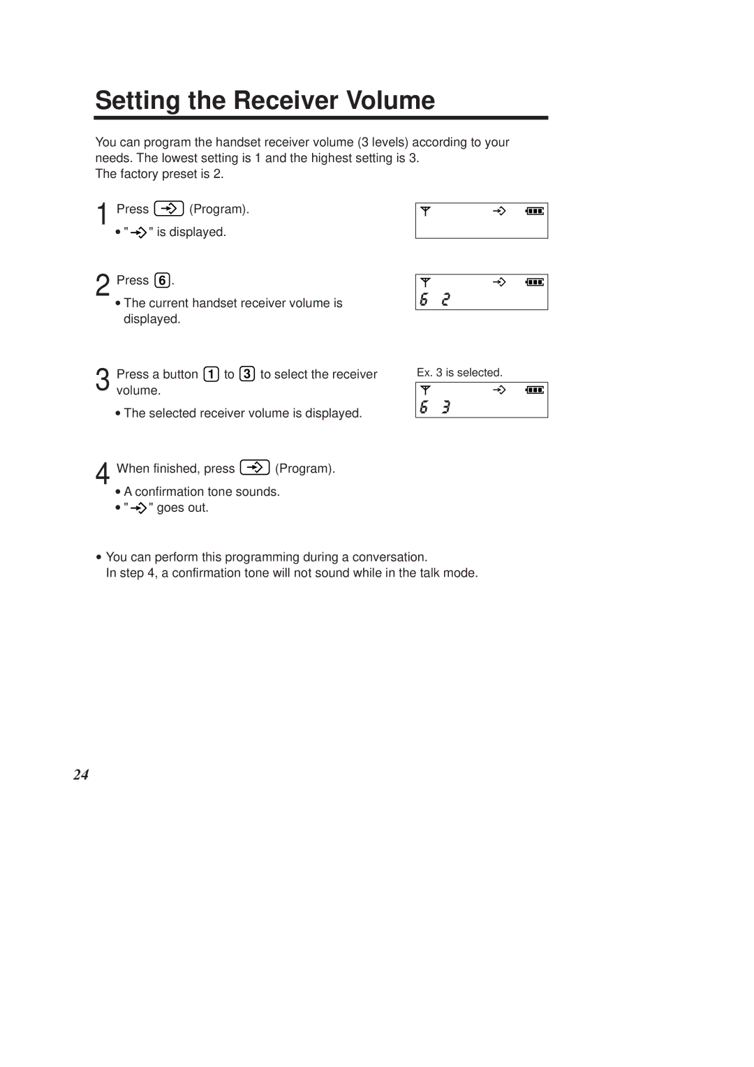 Panasonic KX-TCD950E-B operating instructions Setting the Receiver Volume 