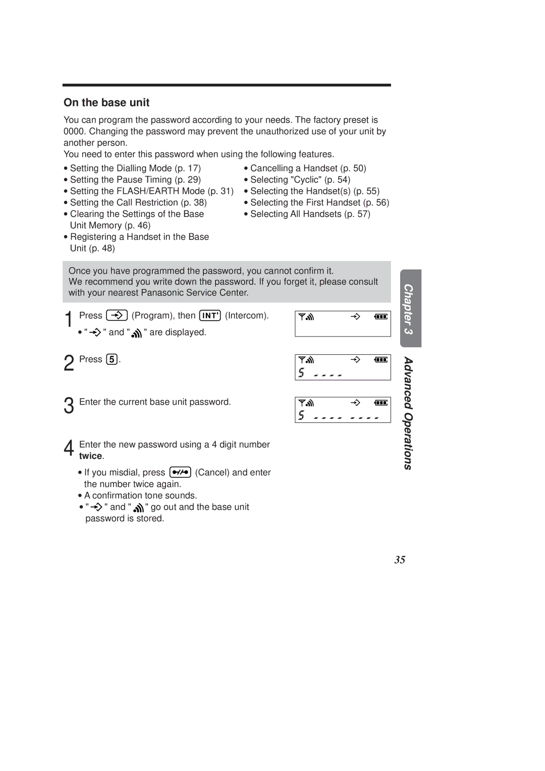 Panasonic KX-TCD950E-B operating instructions On the base unit 