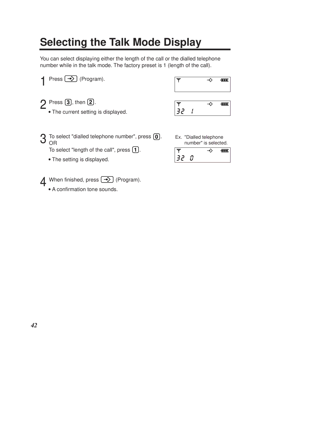 Panasonic KX-TCD950E-B operating instructions Selecting the Talk Mode Display 