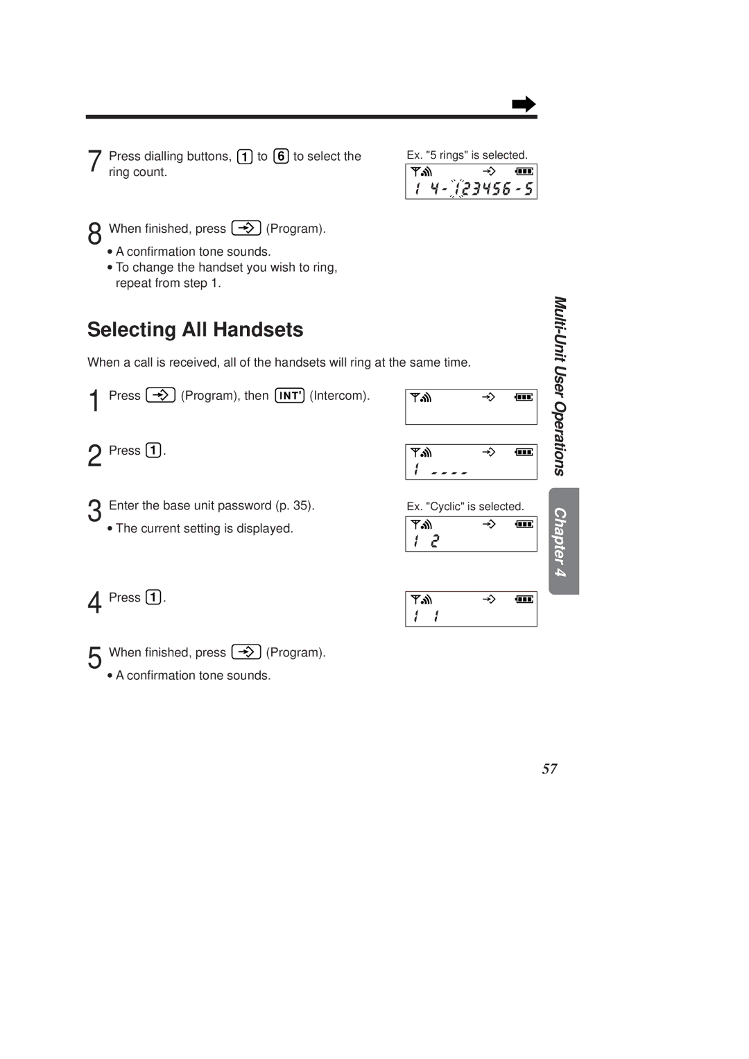 Panasonic KX-TCD950E-B operating instructions Selecting All Handsets, Multi-Unit User 