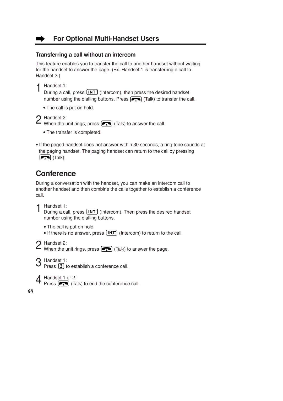 Panasonic KX-TCD950E-B operating instructions Conference, Transferring a call without an intercom 