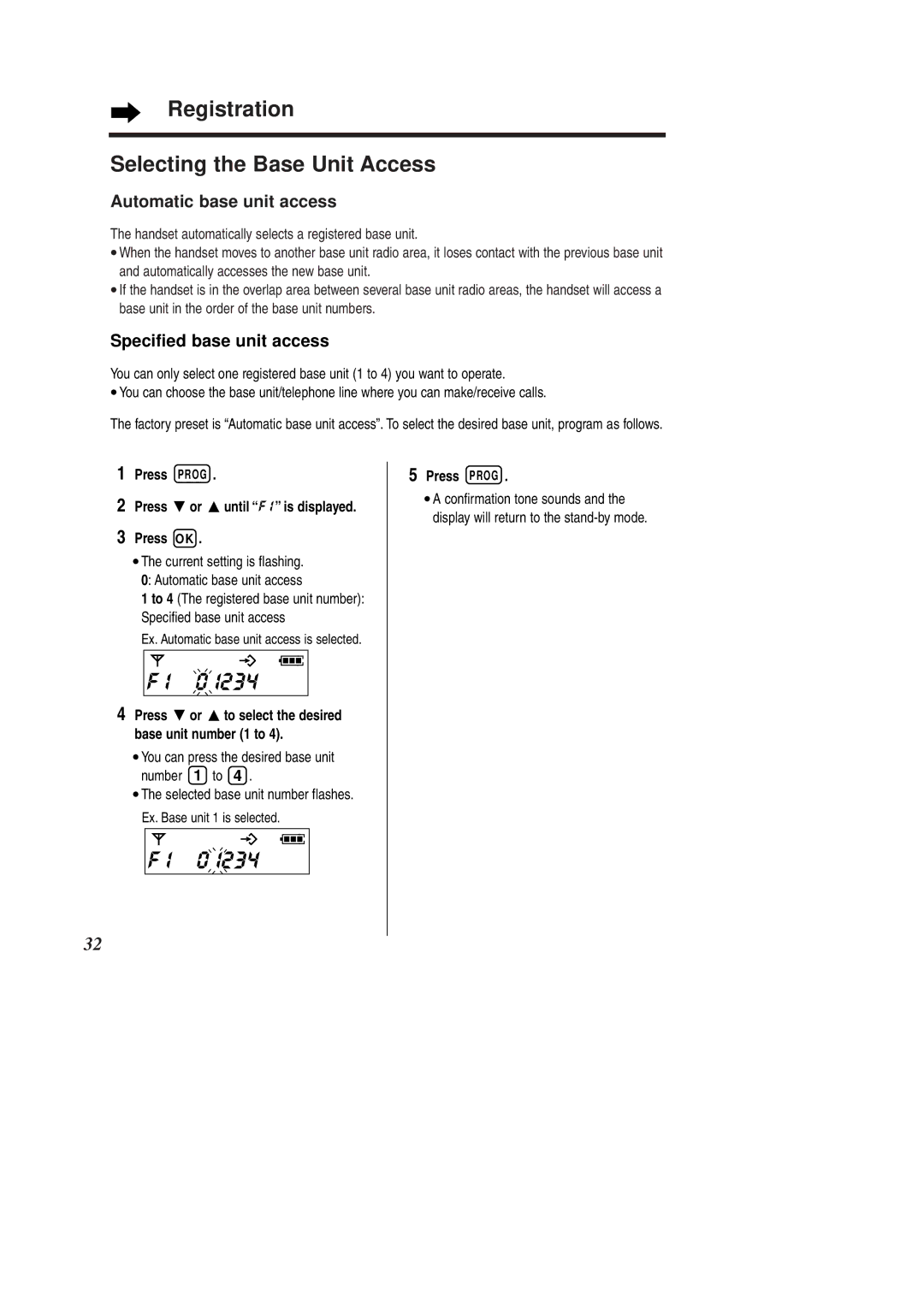 Panasonic KX-TCD951EB operating instructions I000, Registration Selecting the Base Unit Access, Automatic base unit access 