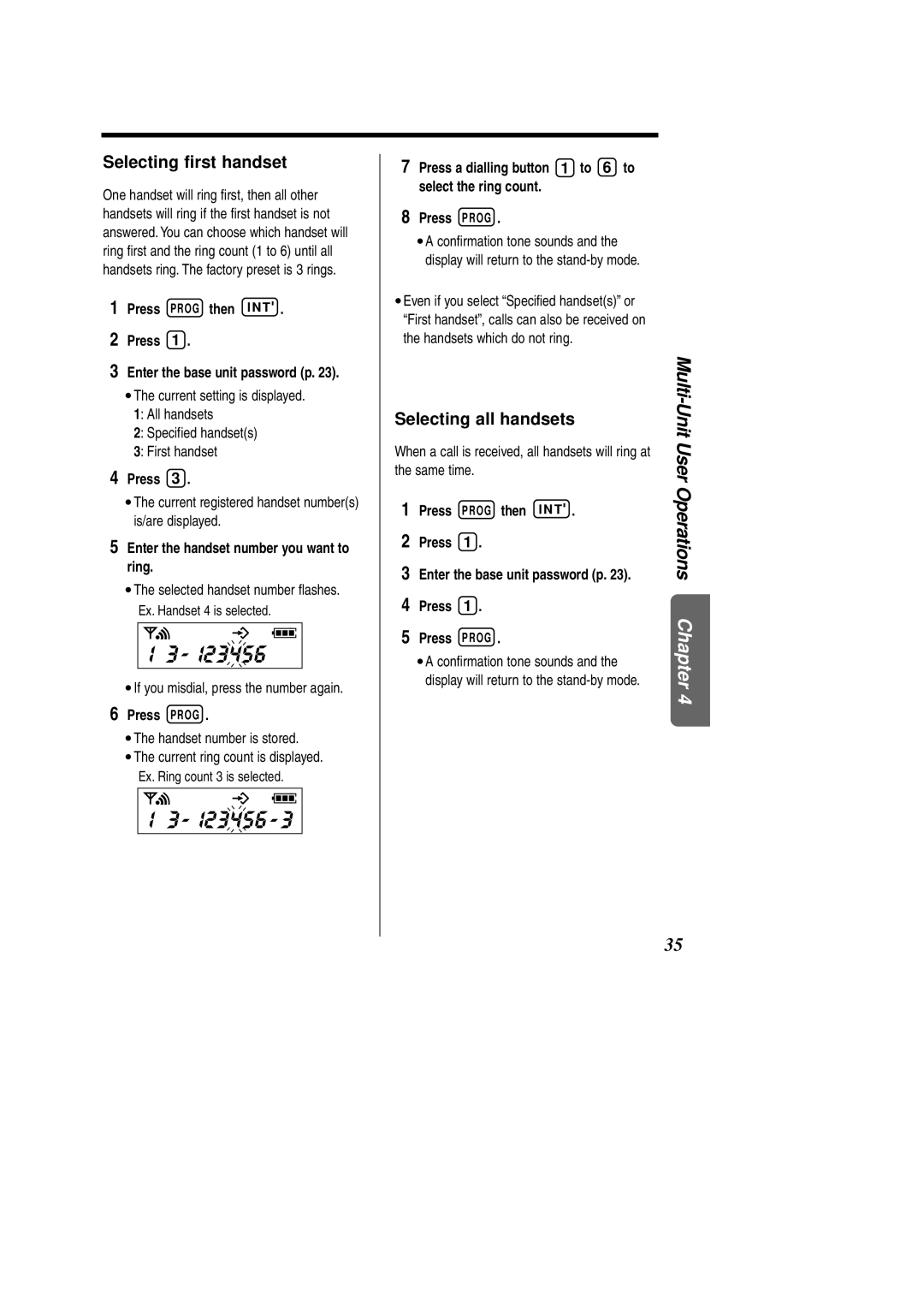 Panasonic KX-TCD951EB operating instructions Iu3, I03 i23456, Selecting first handset, Selecting all handsets 