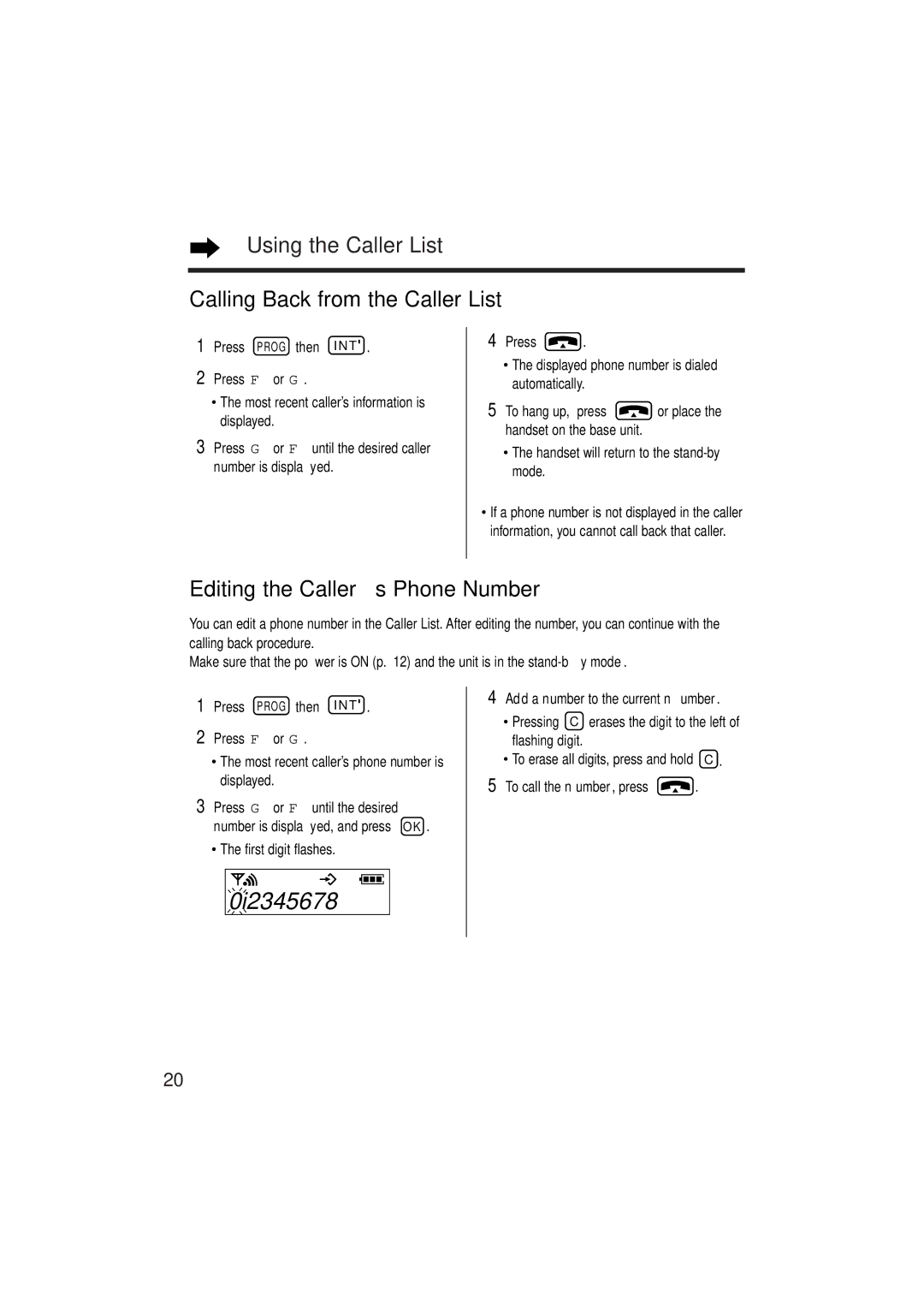 Panasonic KX-TCD952EB operating instructions 0i2345678, Using the Caller List Calling Back from the Caller List 