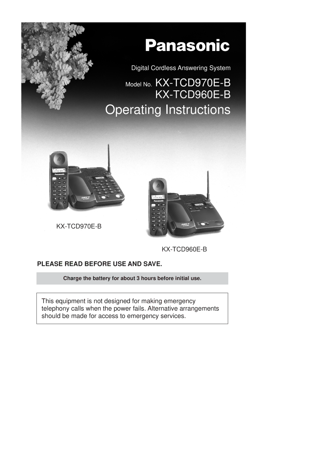 Panasonic KX-TCD970E-B, KX-TCD960E-B operating instructions Operating Instructions 