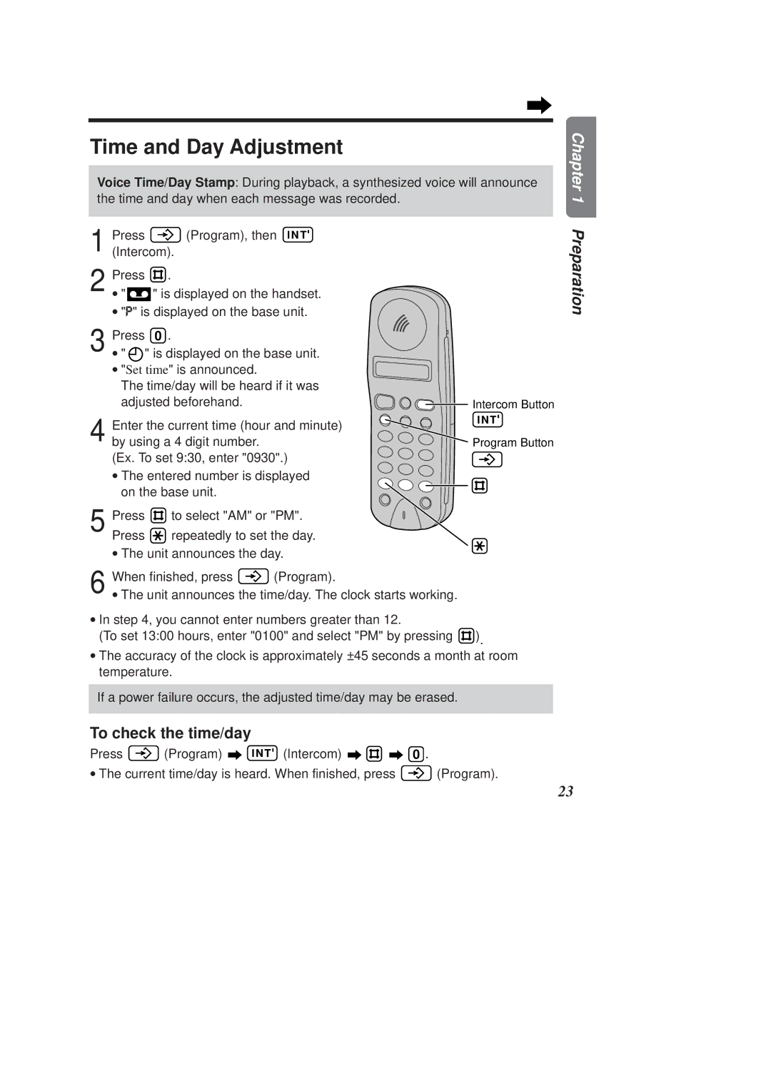 Panasonic KX-TCD970E-B, KX-TCD960E-B operating instructions Time and Day Adjustment, To check the time/day 